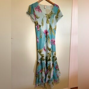 Floral Maxi Dress in Blue and Green